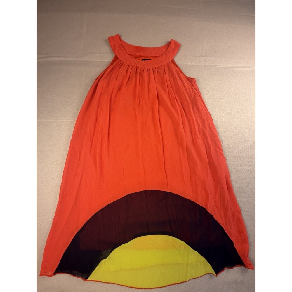 En Focus Studio Orange Colorblock Shift Scoop Neck Chiffon Hi-Low Dress 12